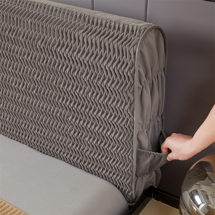 91家纺网 家纺一手货源 找家纺 情恒家纺 2025新款德芙绒工艺款全包床头罩 星空咖