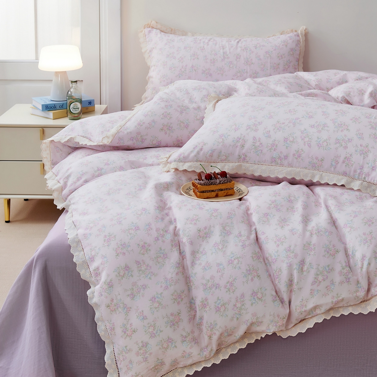 91家纺网 家纺一手货源 找家纺 （总）黛馨 2025新款全棉纯棉镂空蕾丝边四件套