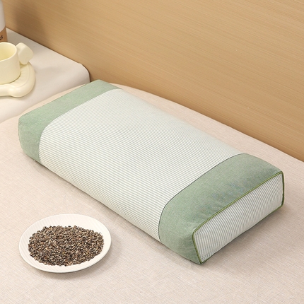 91家纺网 家纺一手货源 找家纺 （总）梦叶草 2025新款全棉纯棉色织水洗棉简约条纹宫廷荞麦枕