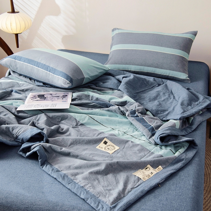 91家纺网 家纺一手货源 找家纺 鑫棉坊 2025新款全棉色织水洗棉A类棉花夏被可机洗空调被四件套床单枕套 曼达拉