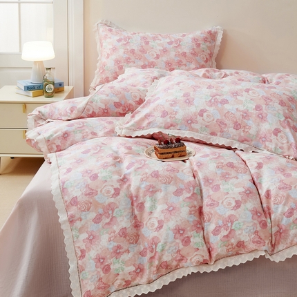 91家纺网 家纺一手货源 找家纺 （总）黛馨 2025新款全棉纯棉镂空蕾丝边四件套