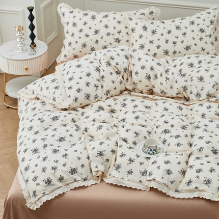 91家纺网 家纺一手货源 找家纺 （总）黛馨 2025新款全棉纯棉镂空蕾丝边四件套