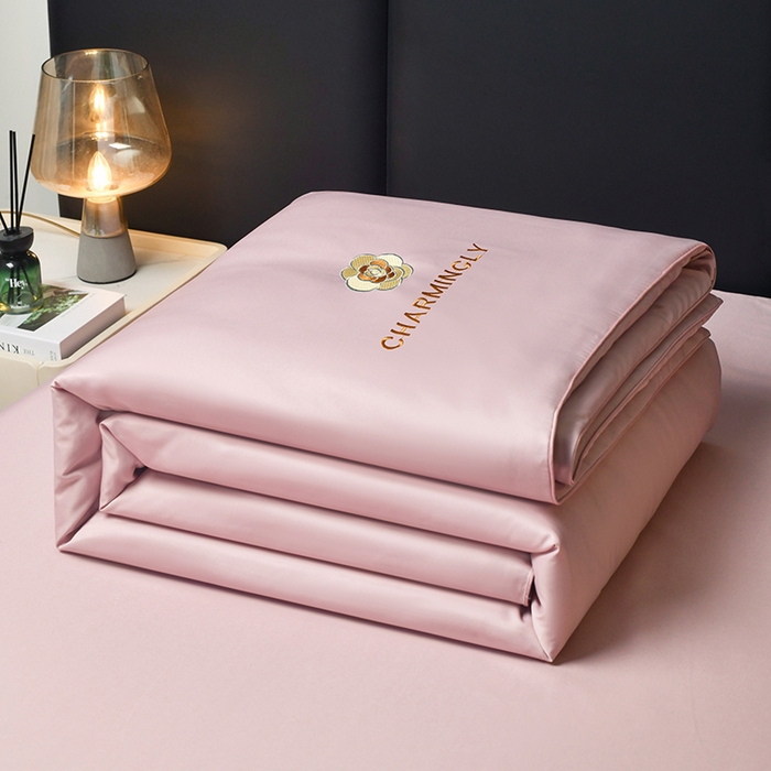 91家纺网 家纺一手货源 找家纺 优尚家纺 2025新款水洗天丝刺绣夏被夏被四件套 蔷薇花