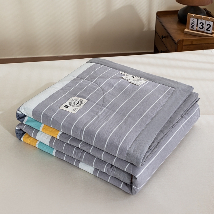 91家纺网 家纺一手货源 找家纺 鑫棉坊 2025新款全棉色织水洗棉A类棉花夏被可机洗空调被四件套床单枕套 洛克