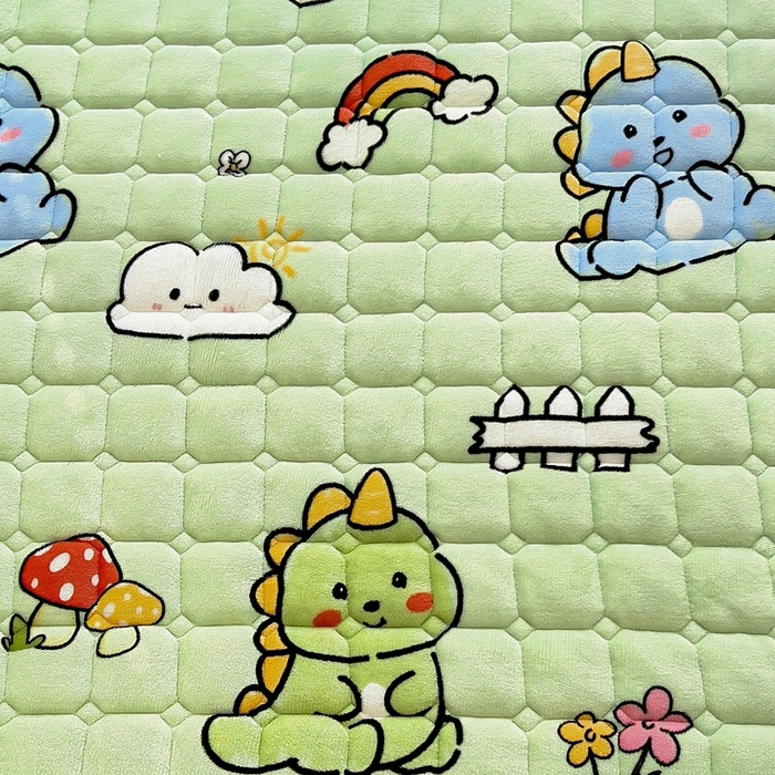 91家纺网 家纺一手货源 找家纺 梵赫家纺2024新款牛奶绒床护垫床垫幼儿园床垫儿童床垫可水洗 垫套-恐龙集结