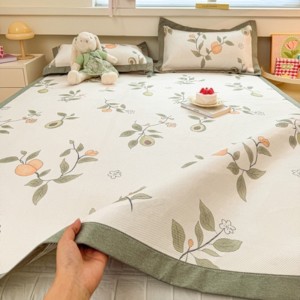 迪乐妮 2025新款印花真冰藤冰凉席 牛油果