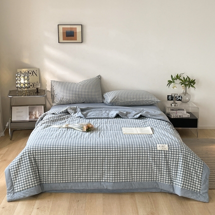 2025梦初语新款无印风棉花夏被 蓝小格