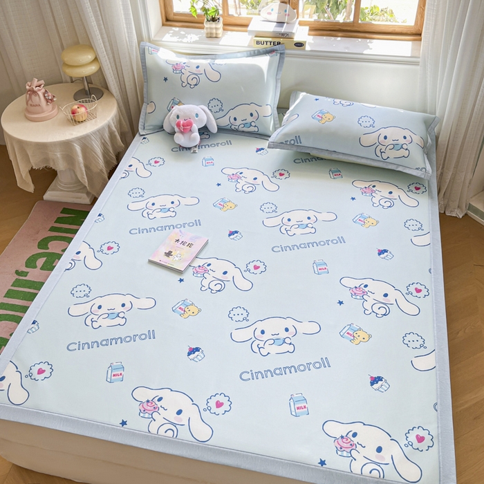 91家纺网 家纺一手货源 找家纺 博雅 2025新款三丽欧A类小版数码印花1200D冰丝凉席凉席席子 甜品玉桂狗