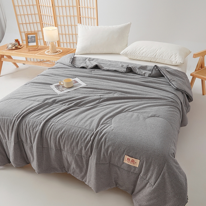 91家纺网 家纺一手货源 找家纺 熙宴家纺 2025新款纯色水洗棉新疆棉花夏被 石灰