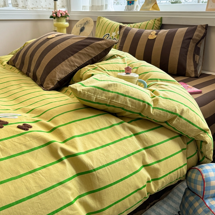 91家纺网 家纺一手货源 找家纺 呗旺鹿 2025新款happy巴拉毛巾绣纯棉四件套 happy巴拉