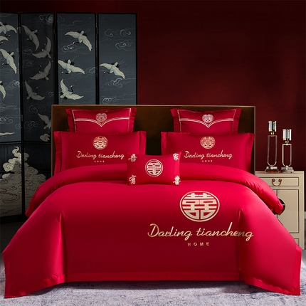 91家纺网 家纺一手货源 找家纺 （总）富之雅婚庆 2025新款全棉新中式刺绣婚庆四件套多件套【控价销售最低不低于288元】