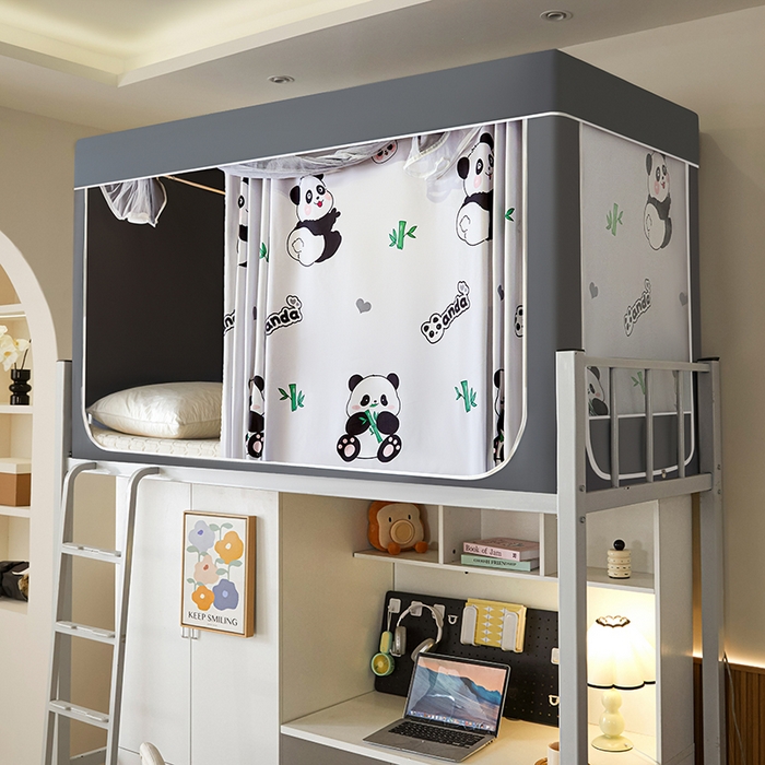 91家纺网 家纺一手货源 找家纺 2025新款学生床遮光蚊帐 熊猫竹子