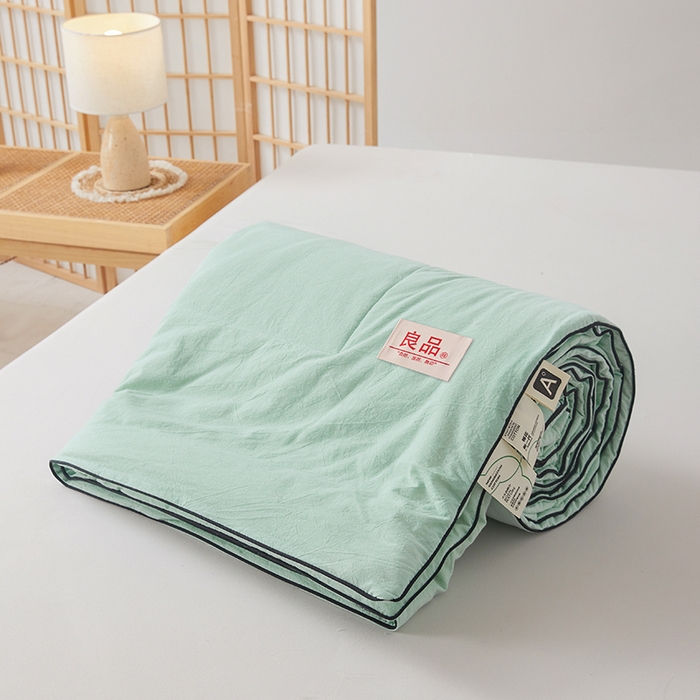 91家纺网 家纺一手货源 找家纺 熙宴家纺 2025新款纯色水洗棉新疆棉花夏被 水绿
