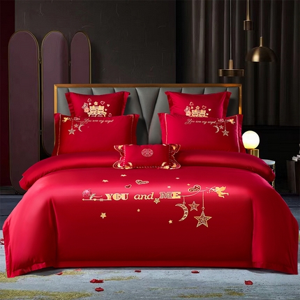 91家纺网 家纺一手货源 找家纺 （总）富之雅婚庆 2025新款全棉新中式刺绣婚庆四件套多件套【控价销售最低不低于288元】