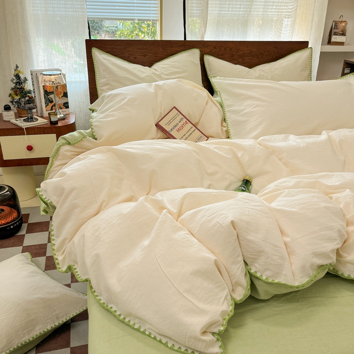 91家纺网 家纺一手货源 找家纺 （总）慕尚家纺 2025新款全棉纯棉三角针色织四件套