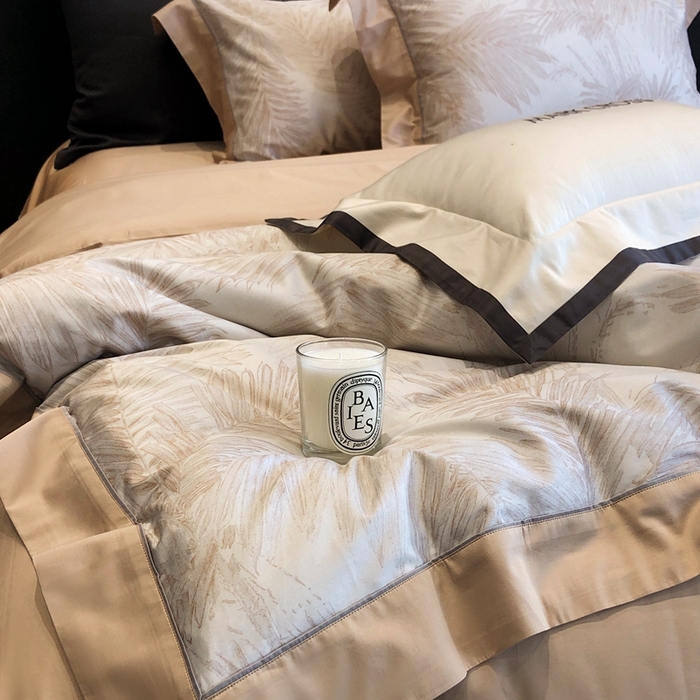 91家纺网 家纺一手货源 找家纺 佳汐蓝2025新款典雅诗意花卉全棉印花四件套券后不低于438/458元 烟火星辰-日落桔