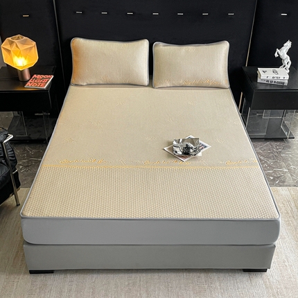 2025新款提花冰豆豆凉席三件套幸运草系列 幸运草-米