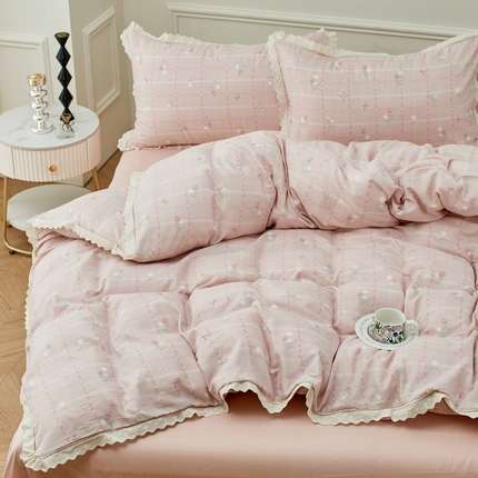 91家纺网 家纺一手货源 找家纺 （总）黛馨 2025新款全棉纯棉镂空蕾丝边四件套