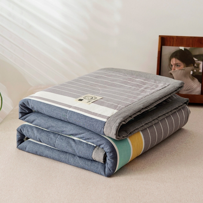 91家纺网 家纺一手货源 找家纺 鑫棉坊 2025新款全棉色织水洗棉A类棉花夏被可机洗空调被四件套床单枕套 洛克