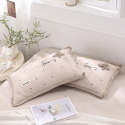 91家纺网 家纺一手货源 找家纺 梦叶草 2025新款全棉纯棉双层纱蝶舞荞麦枕 荞麦枕蝶舞-米40x60cm/只