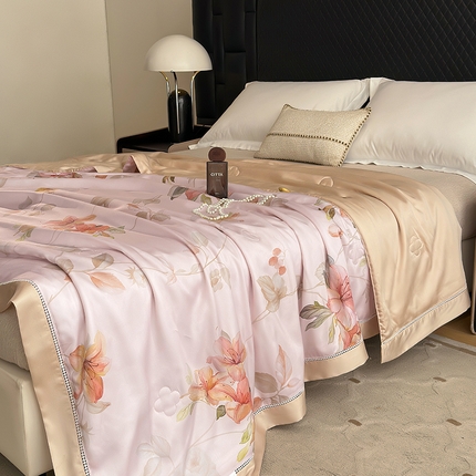 91家纺网 家纺一手货源 找家纺 八方汇（一户被芯生活馆） 2025春夏新品华尔兹LF奥地利60s兰精天丝蚕丝抗菌夏被夏凉被空调被子丝滑凉爽 香颂粉