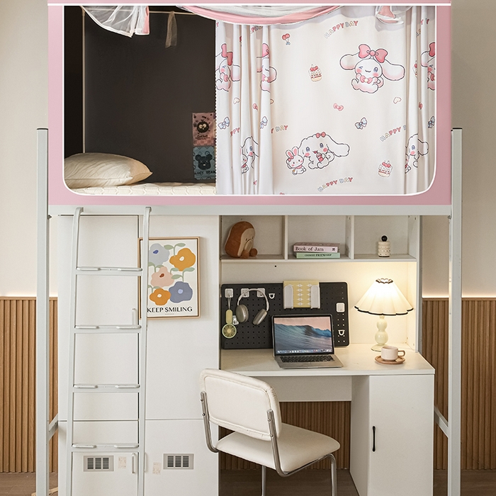 91家纺网 家纺一手货源 找家纺 2025新款学生床遮光蚊帐 粉色小狗