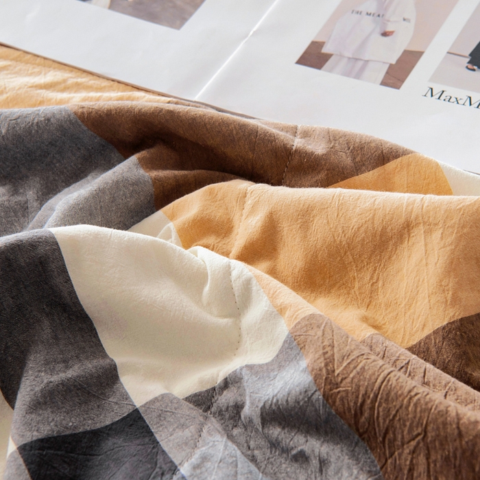 91家纺网 家纺一手货源 找家纺 鑫棉坊 2025新款全棉色织水洗棉A类棉花夏被可机洗空调被四件套床单枕套 布丁