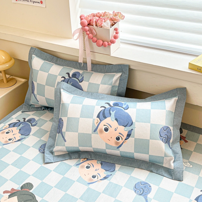 91家纺网 家纺一手货源 找家纺 迪乐妮 2025新款印花真冰藤冰凉席 吒儿