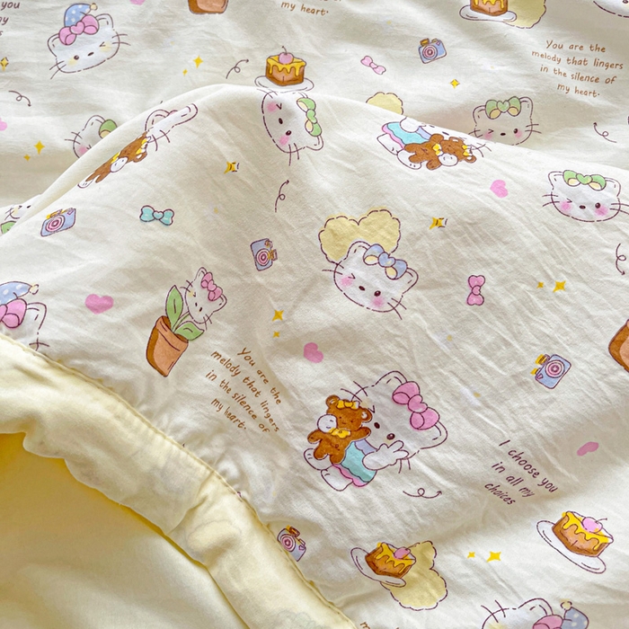 91家纺网 家纺一手货源 找家纺 富艺隆 2025新款水洗棉双层纱夏被 小豆喵