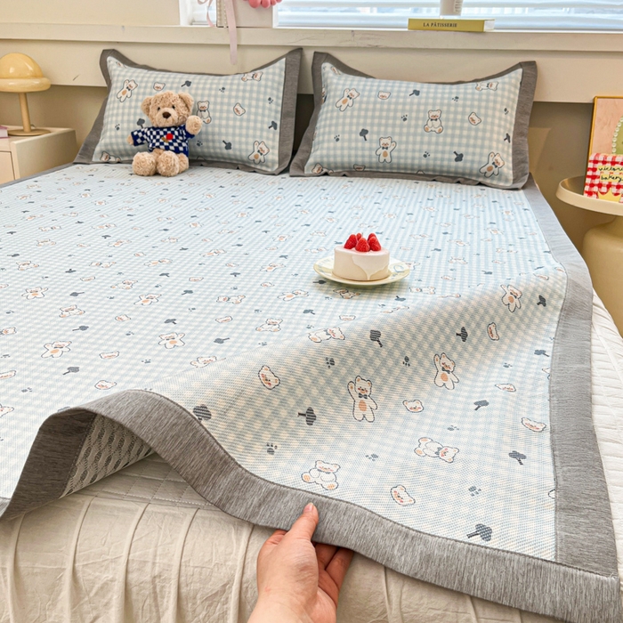 91家纺网 家纺一手货源 找家纺 迪乐妮 2025新款印花真冰藤冰凉席 baby熊