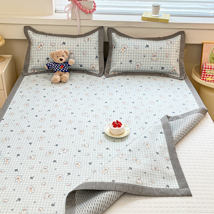 91家纺网 家纺一手货源 找家纺 迪乐妮 2025新款印花真冰藤冰凉席 baby熊