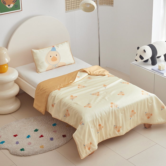 91家纺网 家纺一手货源 找家纺 荷马之梦 2025新款A类60s原创手绘卡通大豆纤维儿童夏被 毛绒鸭