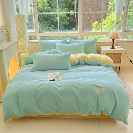 91家纺网 家纺一手货源 找家纺 （总）禧澜庭 2025新款纯棉全棉水洗棉斜纹无印风贴标四件套三件套