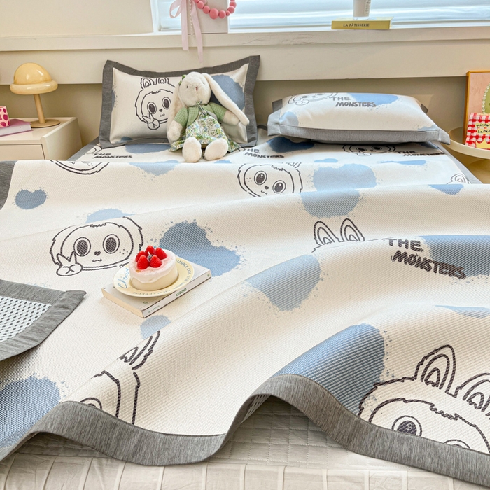 91家纺网 家纺一手货源 找家纺 迪乐妮 2025新款印花真冰藤冰凉席 小怪兽