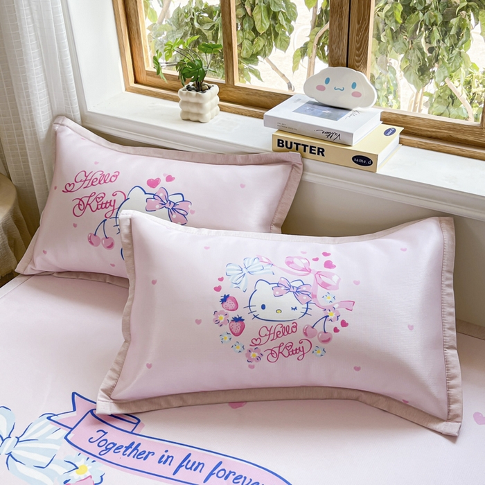 91家纺网 家纺一手货源 找家纺 博雅 2025新款三丽欧A类大版数码印花1200D冰丝凉席凉席席子 甜心KT