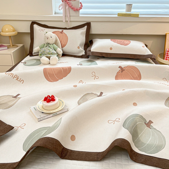 91家纺网 家纺一手货源 找家纺 迪乐妮 2025新款印花真冰藤冰凉席 波点南瓜