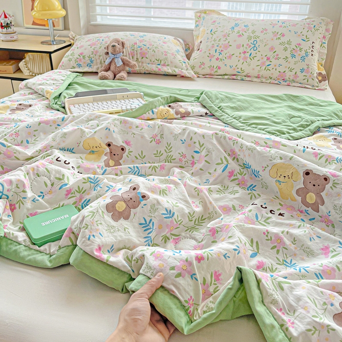 91家纺网 家纺一手货源 找家纺 富艺隆 2025新款水洗棉双层纱夏被 静谧