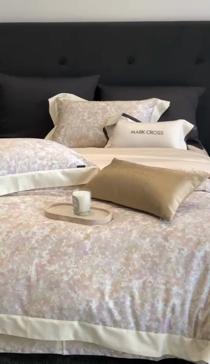 91家纺网 家纺一手货源 找家纺 佳汐蓝2025新款典雅诗意花卉全棉印花四件套券后不低于438/458元 馥雅铃兰-胭脂粉