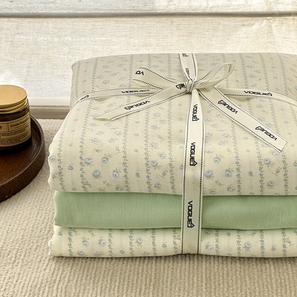 麦伦家居 2025新款全棉有氧双层纱简约款系列四件套 朝露-兰