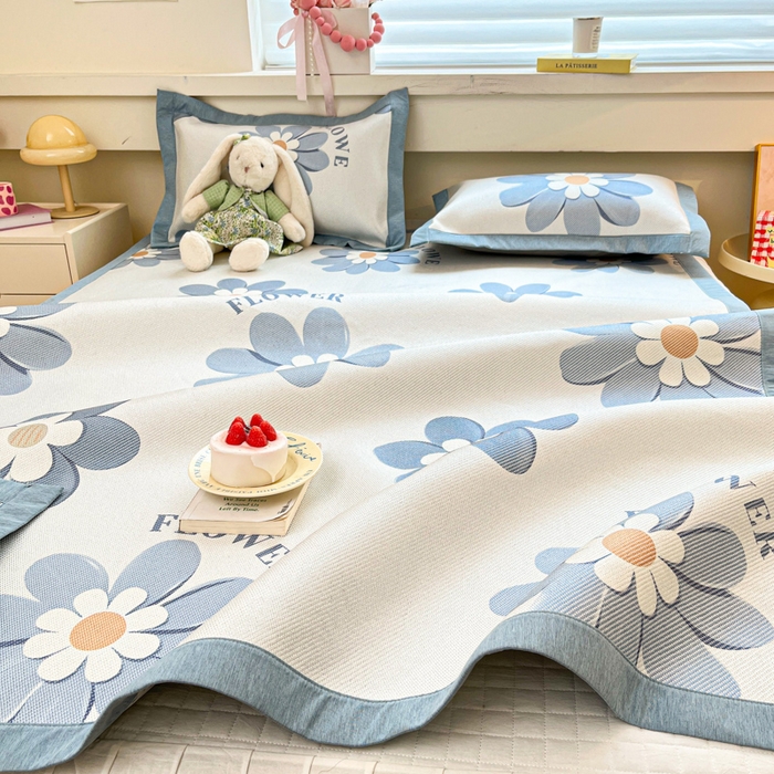 91家纺网 家纺一手货源 找家纺 迪乐妮 2025新款印花真冰藤冰凉席 花语