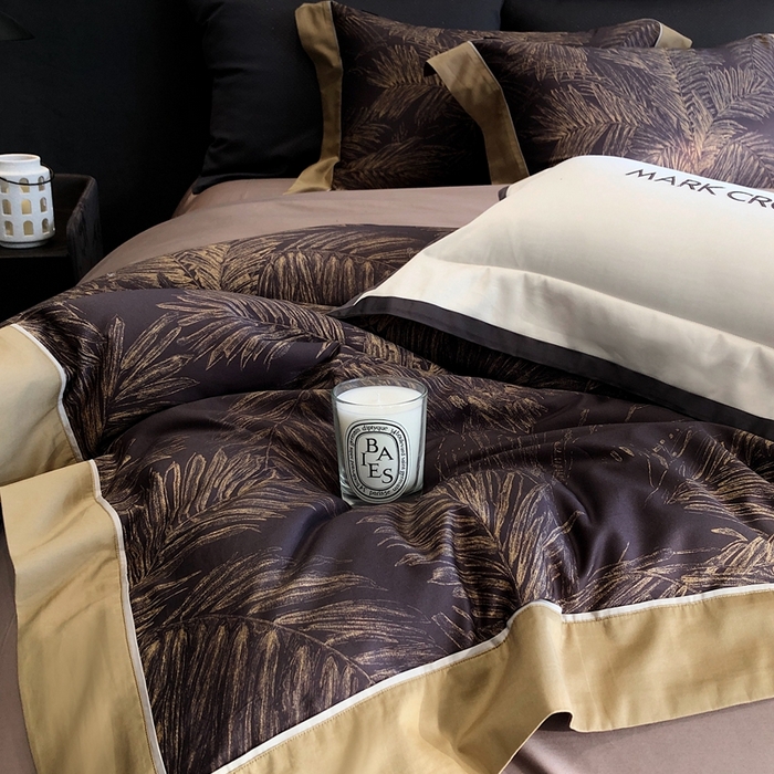 91家纺网 家纺一手货源 找家纺 佳汐蓝2025新款典雅诗意花卉全棉印花四件套券后不低于438/458元 烟火星辰-曜夜黑