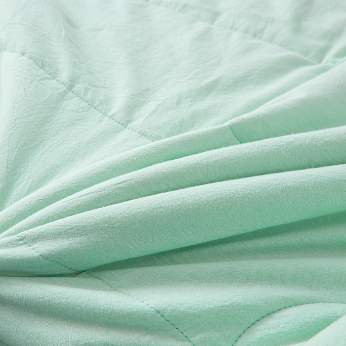 91家纺网 家纺一手货源 找家纺 熙宴家纺 2025新款纯色水洗棉新疆棉花夏被 水绿