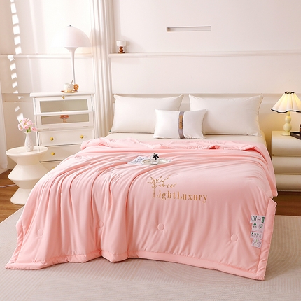 2025新款绣花柔舒棉刺绣款夏被 玉色