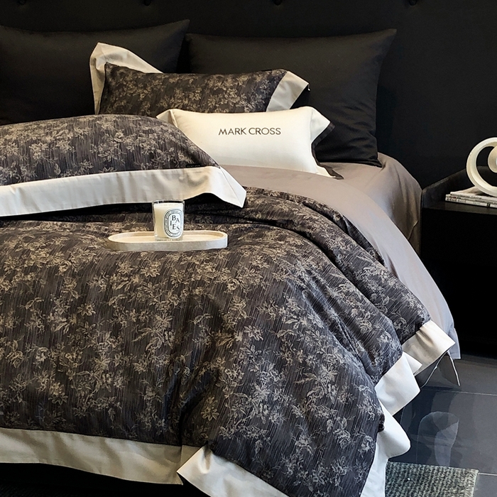 91家纺网 家纺一手货源 找家纺 佳汐蓝2025新款典雅诗意花卉全棉印花四件套券后不低于438/458元 柏林庄园-游牧灰