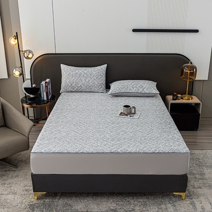 锦罗绣 2025春夏新款PE中分子凉感提花软凉席席子 流金岁月-灰 床笠款