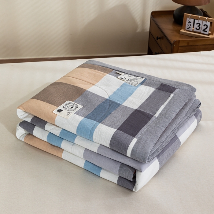 91家纺网 家纺一手货源 找家纺 鑫棉坊 2025新款全棉色织水洗棉A类棉花夏被可机洗空调被四件套床单枕套 布丁