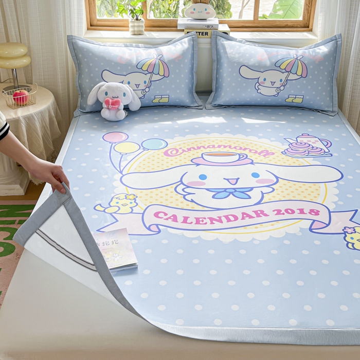 91家纺网 家纺一手货源 找家纺 博雅 2025新款三丽欧A类大版数码印花1200D冰丝凉席凉席席子 欢乐玉桂狗