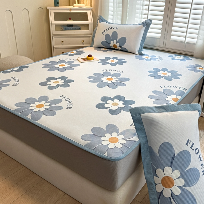 91家纺网 家纺一手货源 找家纺 迪乐妮 2025新款真冰藤印花床笠款凉席 花语