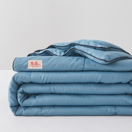 熙宴家纺 2025新款纯色水洗棉新疆棉花夏被 冰蓝