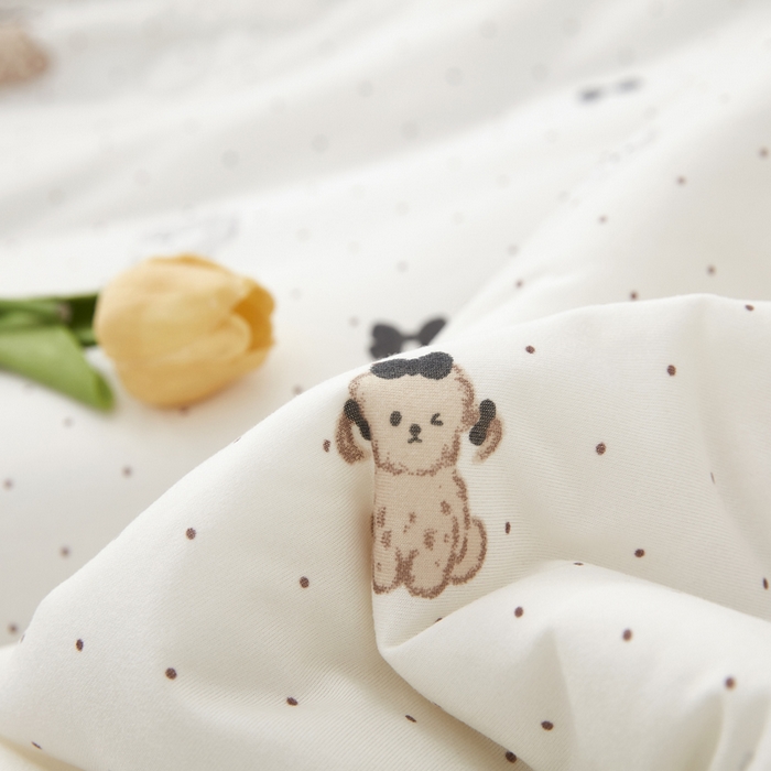 91家纺网 家纺一手货源 找家纺 丝涟家居 2025新款A类双面针织棉卡通小清新滚绳工艺夏被波点狗